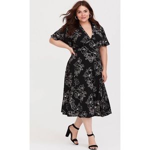 Torrid Black Floral Jersey Knit Midi Dress 2X